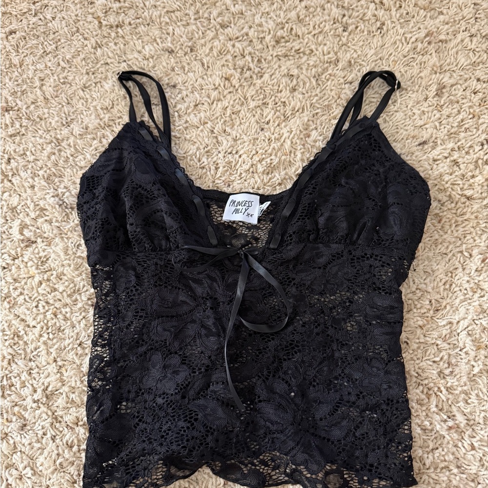 Princess Polly Black Lace Camisole Top